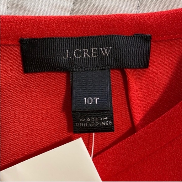 J.CREW NWT Red/Orange tiered bell-sleeves top in drapey crepe 10T - Picture 4 of 10